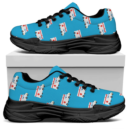 Ambulance Paramedic Car Pattern Print Black Chunky Shoes