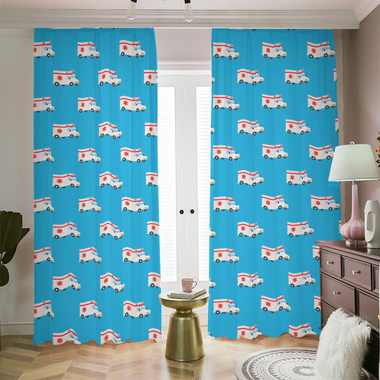 Ambulance Paramedic Car Pattern Print Blackout Pencil Pleat Curtains