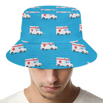 Ambulance Paramedic Car Pattern Print Bucket Hat