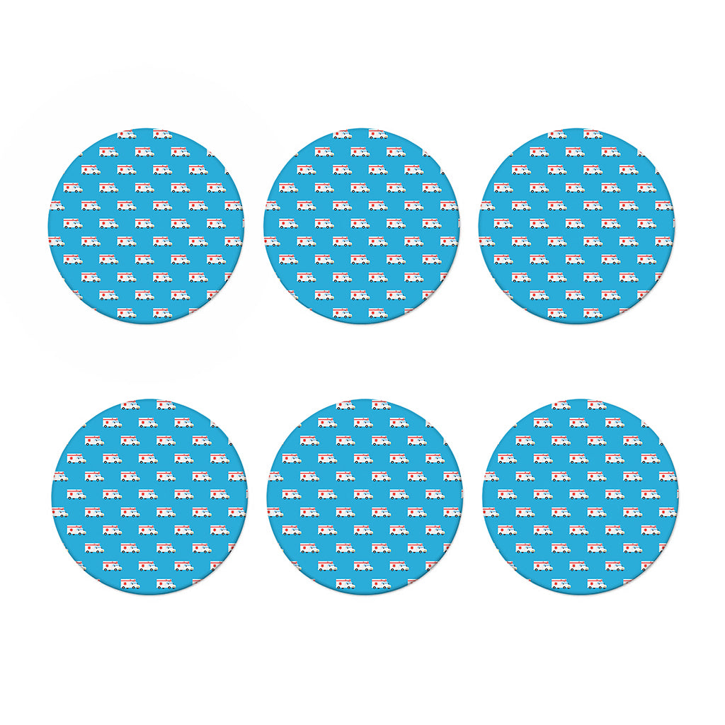 Ambulance Paramedic Car Pattern Print Coaster Set