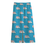Ambulance Paramedic Car Pattern Print Cotton Front Slit Maxi Skirt