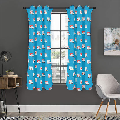 Ambulance Paramedic Car Pattern Print Curtain