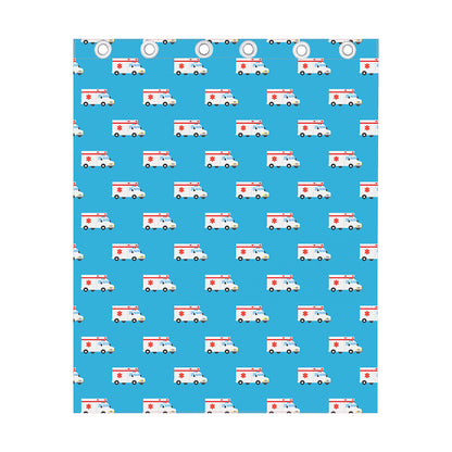 Ambulance Paramedic Car Pattern Print Curtain