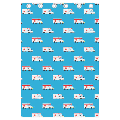 Ambulance Paramedic Car Pattern Print Curtain