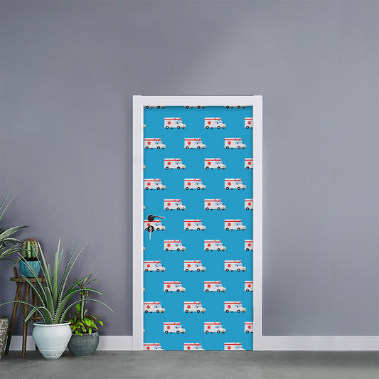 Ambulance Paramedic Car Pattern Print Door Sticker