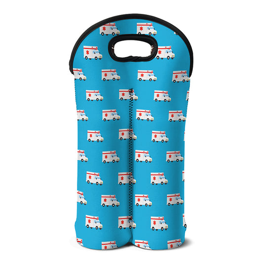 Ambulance Paramedic Car Pattern Print Double Neoprene Wine Tote