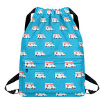 Ambulance Paramedic Car Pattern Print Drawstring Backpack