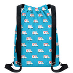 Ambulance Paramedic Car Pattern Print Drawstring Backpack