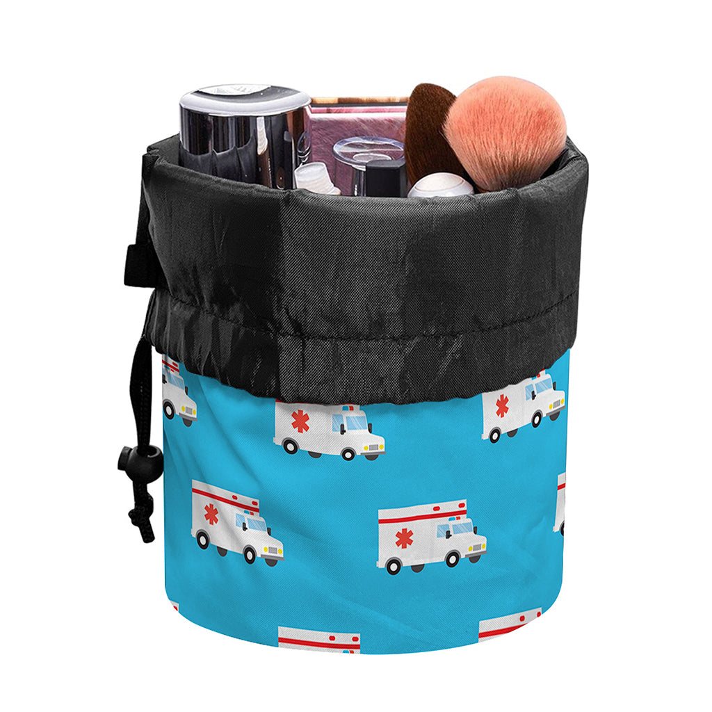 Ambulance Paramedic Car Pattern Print Drawstring Makeup Bag