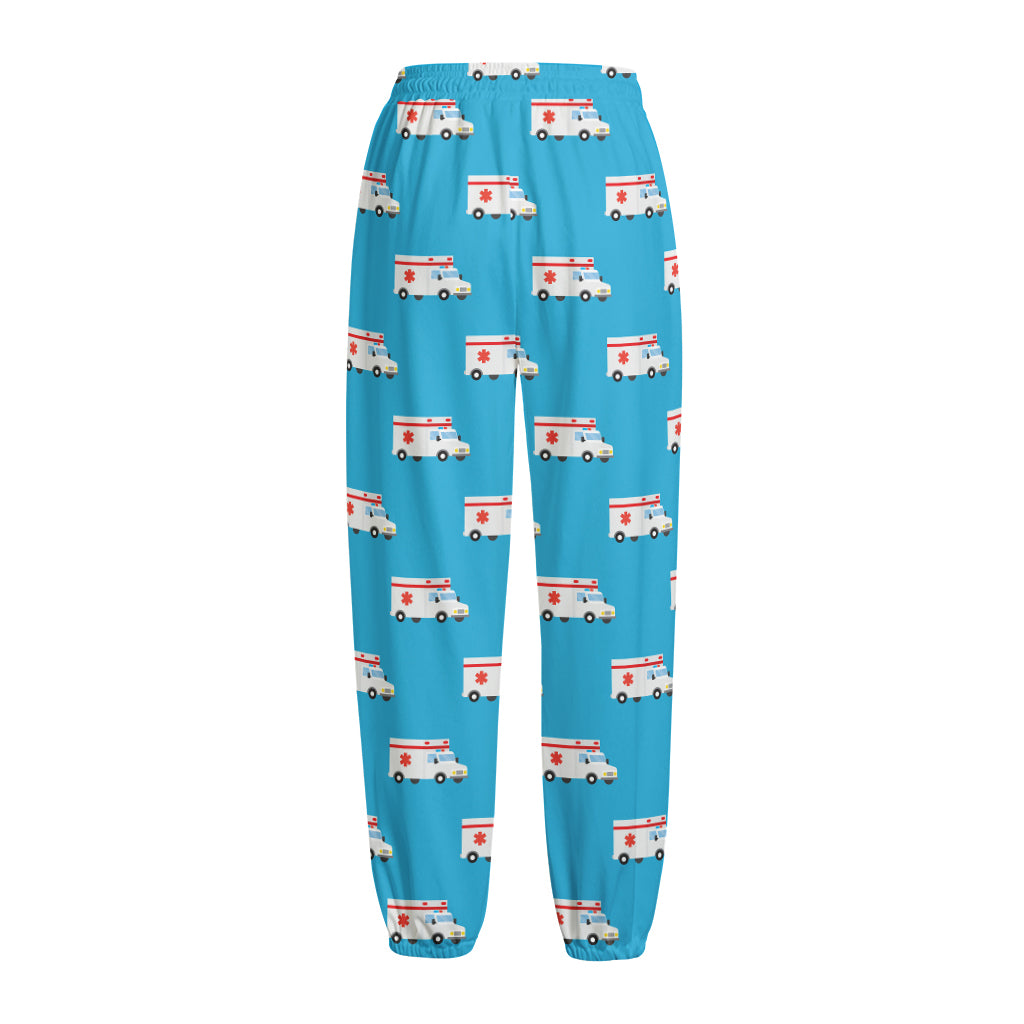Ambulance Paramedic Car Pattern Print Fleece Lined Knit Pants