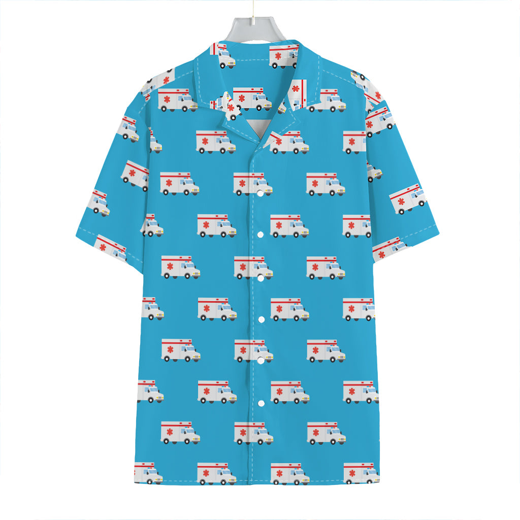 Ambulance Paramedic Car Pattern Print Hawaiian Shirt