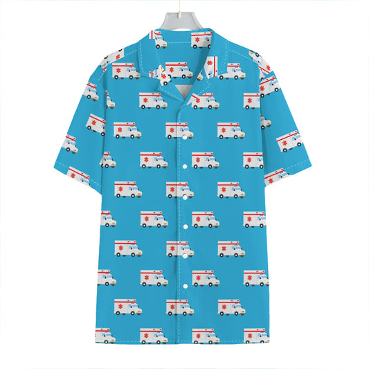 Ambulance Paramedic Car Pattern Print Hawaiian Shirt