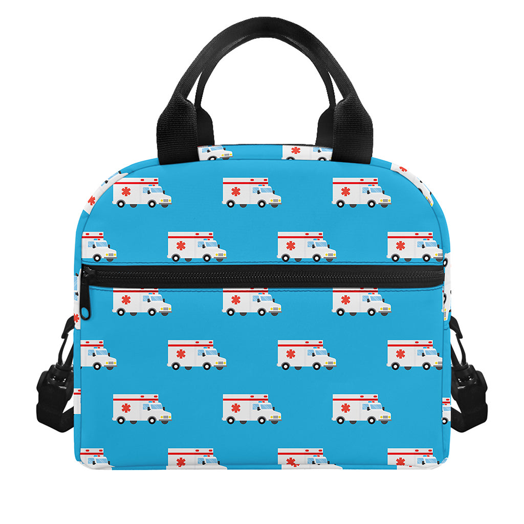 Ambulance Paramedic Car Pattern Print Insulated Lunch Bag
