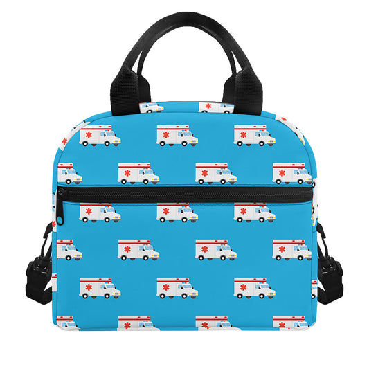 Ambulance Paramedic Car Pattern Print Insulated Lunch Bag