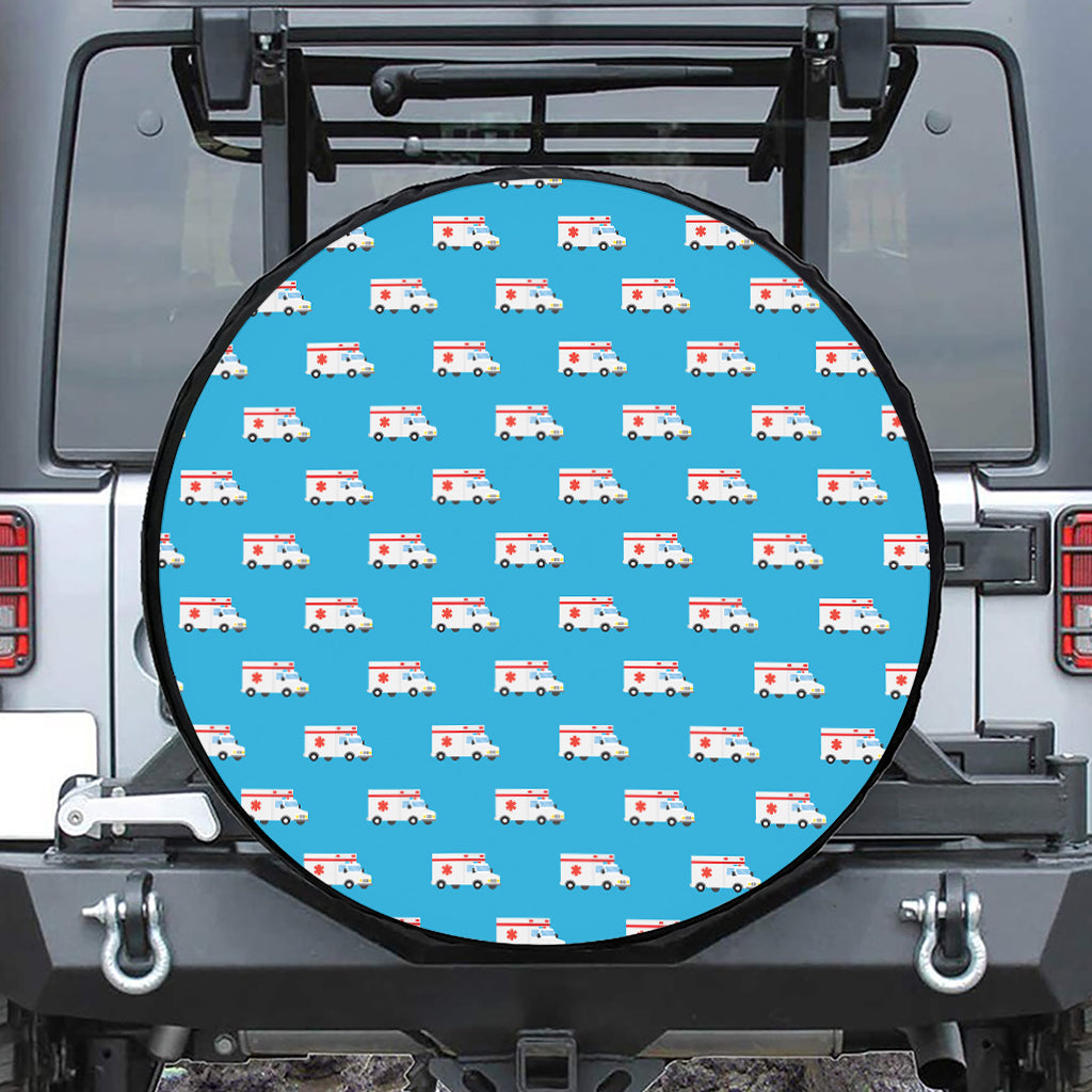 Ambulance Paramedic Car Pattern Print Leather Spare Tire Cover