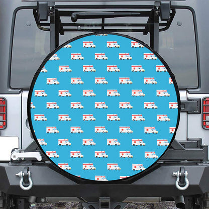 Ambulance Paramedic Car Pattern Print Leather Spare Tire Cover