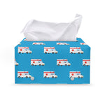 Ambulance Paramedic Car Pattern Print Leather Tissue Box Cover