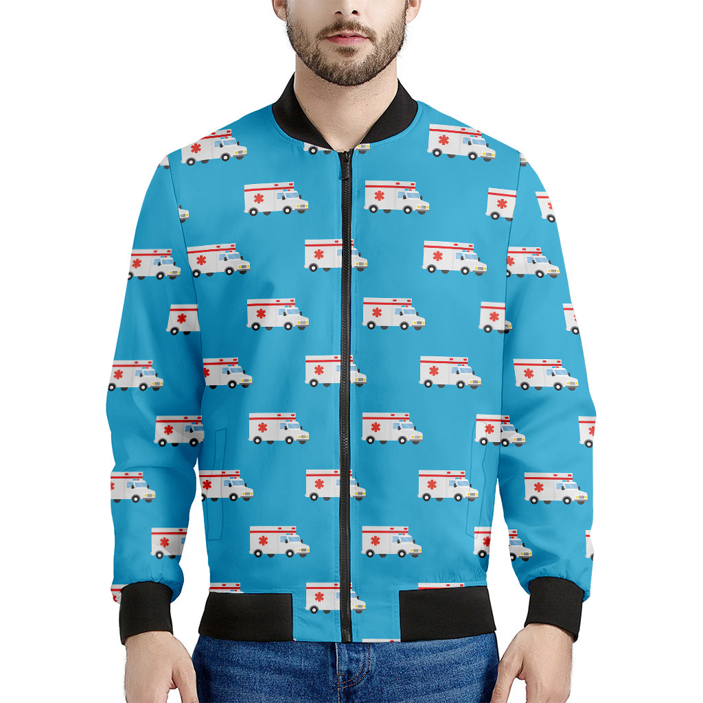 Ambulance Paramedic Car Pattern Print Men's Bomber Jacket