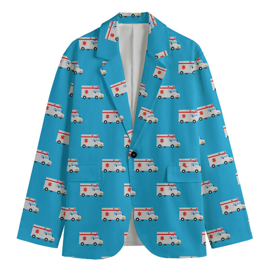Ambulance Paramedic Car Pattern Print Men's Cotton Blazer