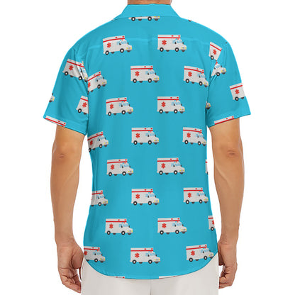 Ambulance Paramedic Car Pattern Print Men's Deep V-Neck Shirt