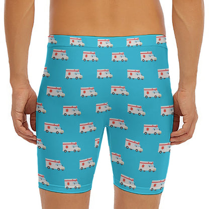 Ambulance Paramedic Car Pattern Print Men's Long Boxer Briefs