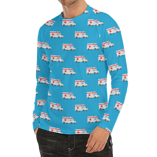 Ambulance Paramedic Car Pattern Print Men's Long Sleeve Rash Guard