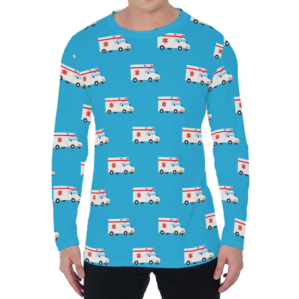 Ambulance Paramedic Car Pattern Print Men's Long Sleeve T-Shirt