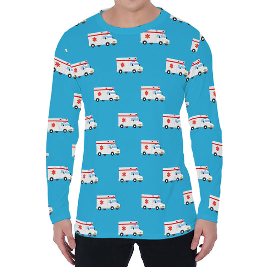 Ambulance Paramedic Car Pattern Print Men's Long Sleeve T-Shirt
