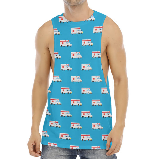 Ambulance Paramedic Car Pattern Print Men's Muscle Tank Top