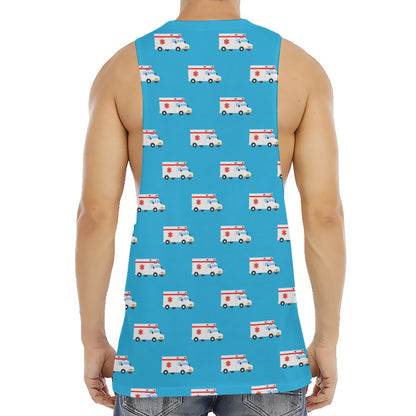 Ambulance Paramedic Car Pattern Print Men's Muscle Tank Top