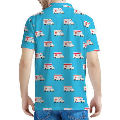 Ambulance Paramedic Car Pattern Print Men's Polo Shirt