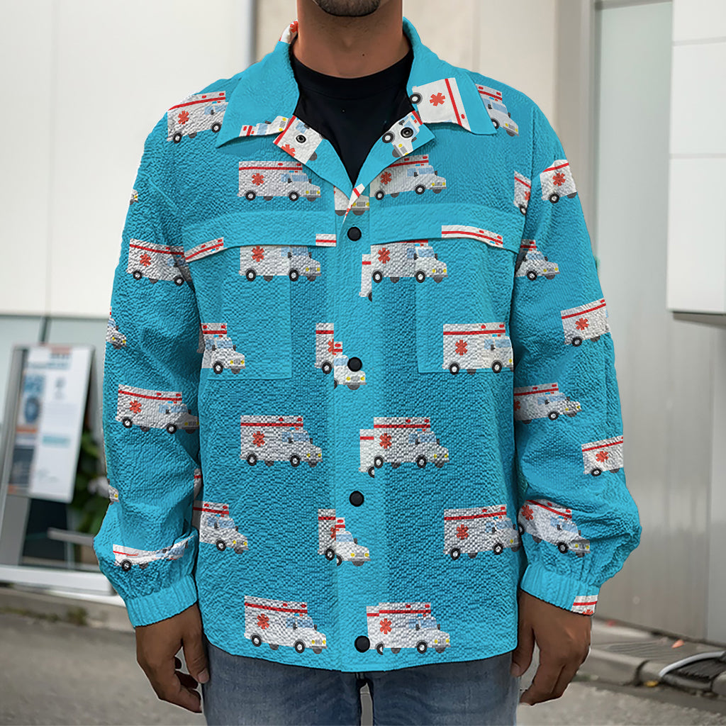 Ambulance Paramedic Car Pattern Print Men's Shirt Jacket