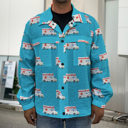 Ambulance Paramedic Car Pattern Print Men's Shirt Jacket