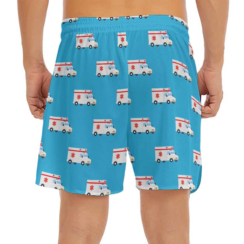 Ambulance Paramedic Car Pattern Print Men's Split Running Shorts