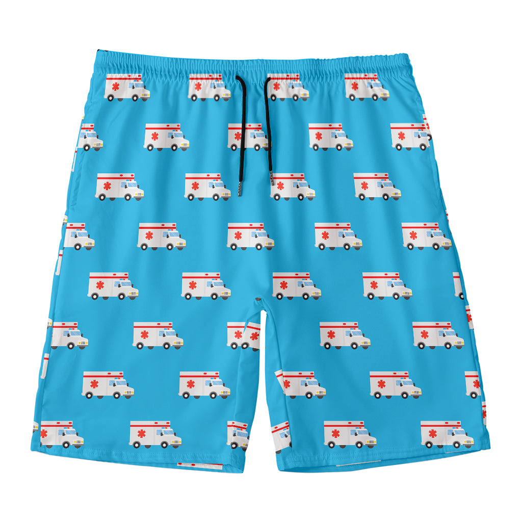 Ambulance Paramedic Car Pattern Print Men's Swim Trunks