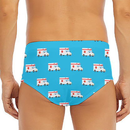 Ambulance Paramedic Car Pattern Print Men's Triangle Swim Briefs