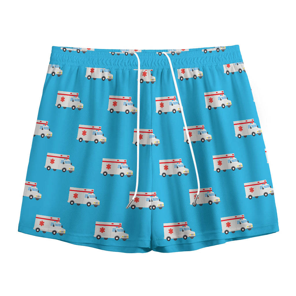 Ambulance Paramedic Car Pattern Print Mesh Shorts