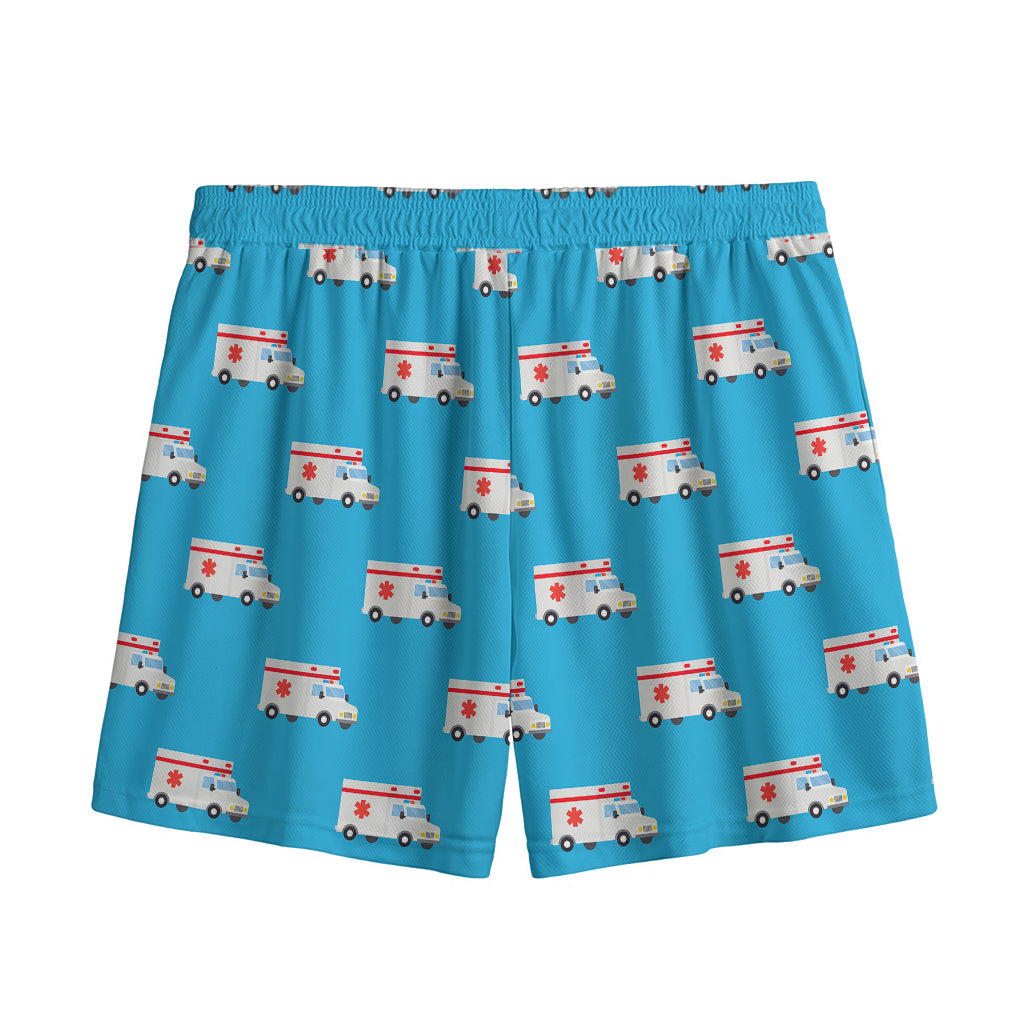 Ambulance Paramedic Car Pattern Print Mesh Shorts