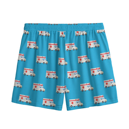 Ambulance Paramedic Car Pattern Print Mesh Shorts