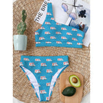 Ambulance Paramedic Car Pattern Print One Shoulder Bikini Top