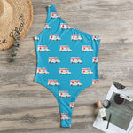 Ambulance Paramedic Car Pattern Print One Shoulder Bodysuit