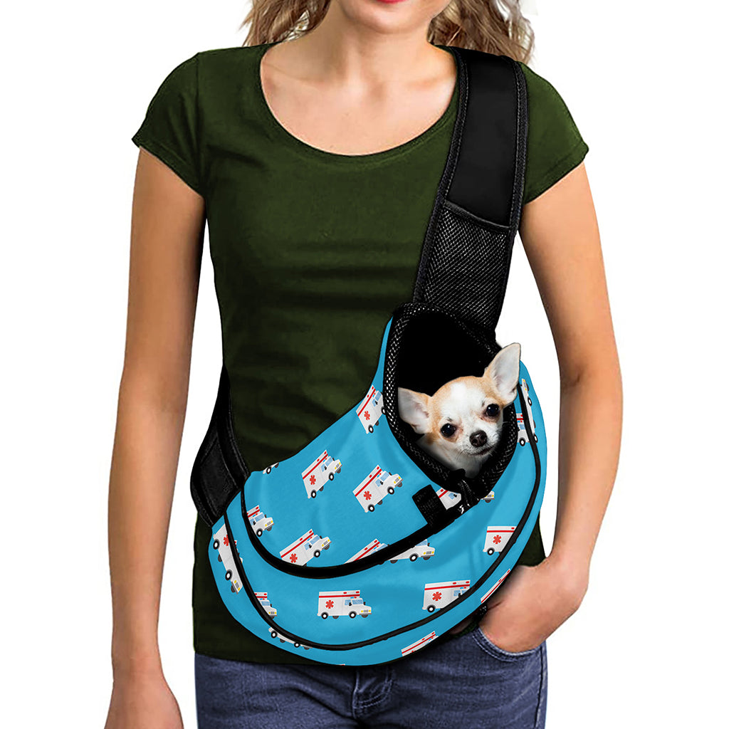 Ambulance Paramedic Car Pattern Print Pet Sling Carrier