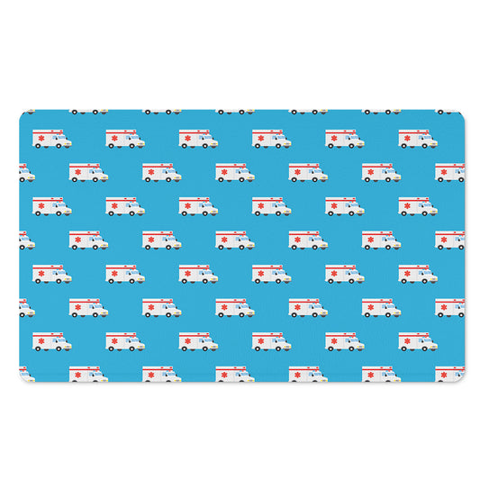 Ambulance Paramedic Car Pattern Print Polyester Doormat