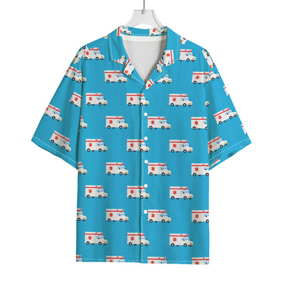 Ambulance Paramedic Car Pattern Print Rayon Hawaiian Shirt