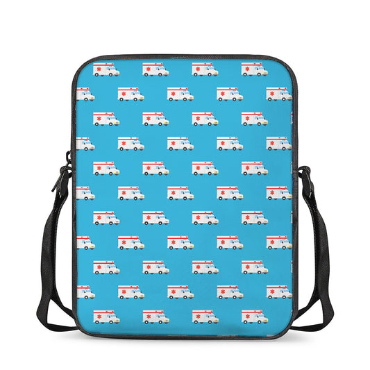 Ambulance Paramedic Car Pattern Print Rectangular Crossbody Bag