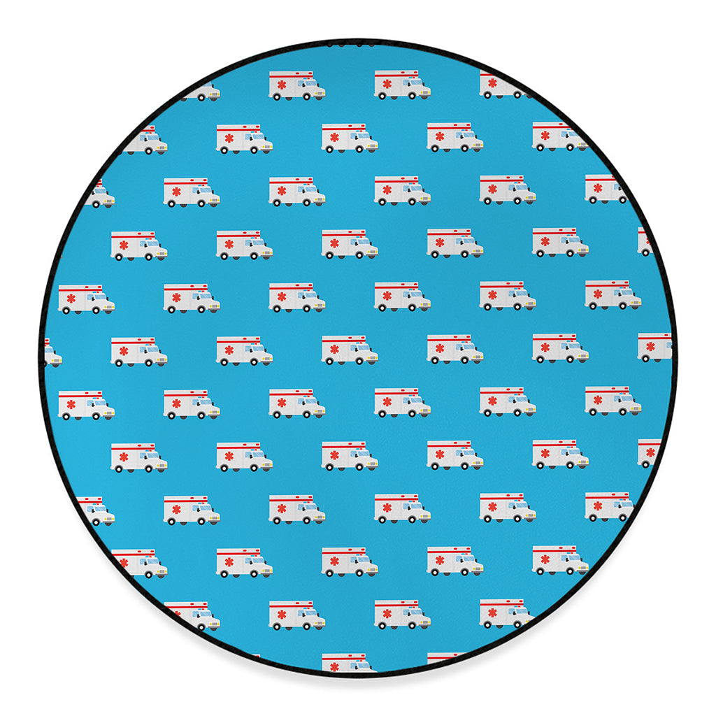 Ambulance Paramedic Car Pattern Print Round Floor Mat