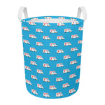 Ambulance Paramedic Car Pattern Print Round Laundry Basket