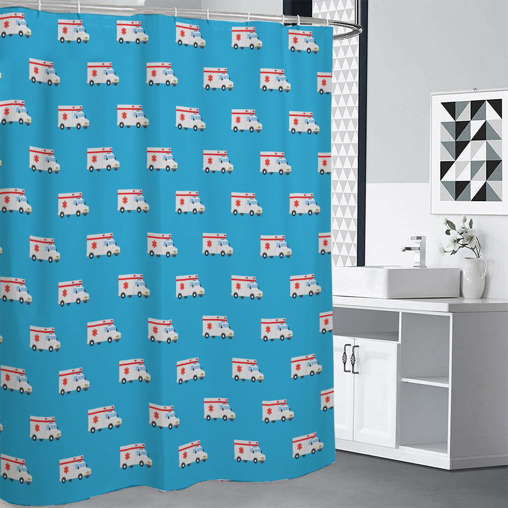 Ambulance Paramedic Car Pattern Print Shower Curtain