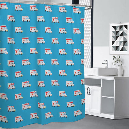 Ambulance Paramedic Car Pattern Print Shower Curtain