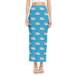 Ambulance Paramedic Car Pattern Print Side Slit Maxi Skirt